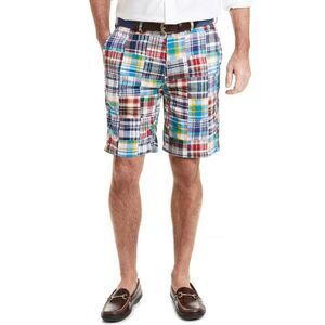Castaway Cisco Short Falmouth Patch Madras Plaid Multicolor Cotton Mens Size 28